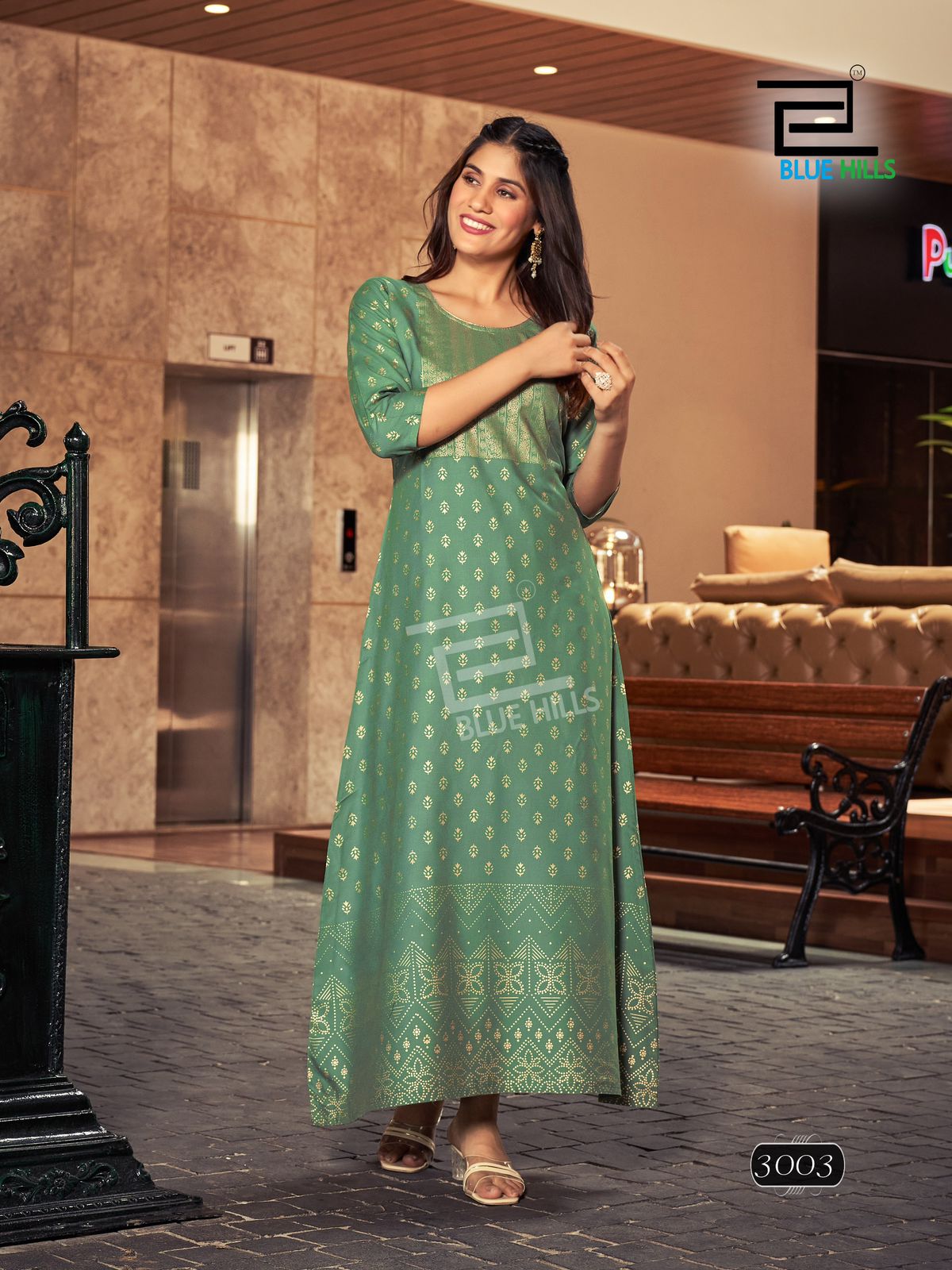Reels Vol 3 By Blue Hills Foil Printed Rayon Long Plus Size Kurtis Wholesale Shop In Surat